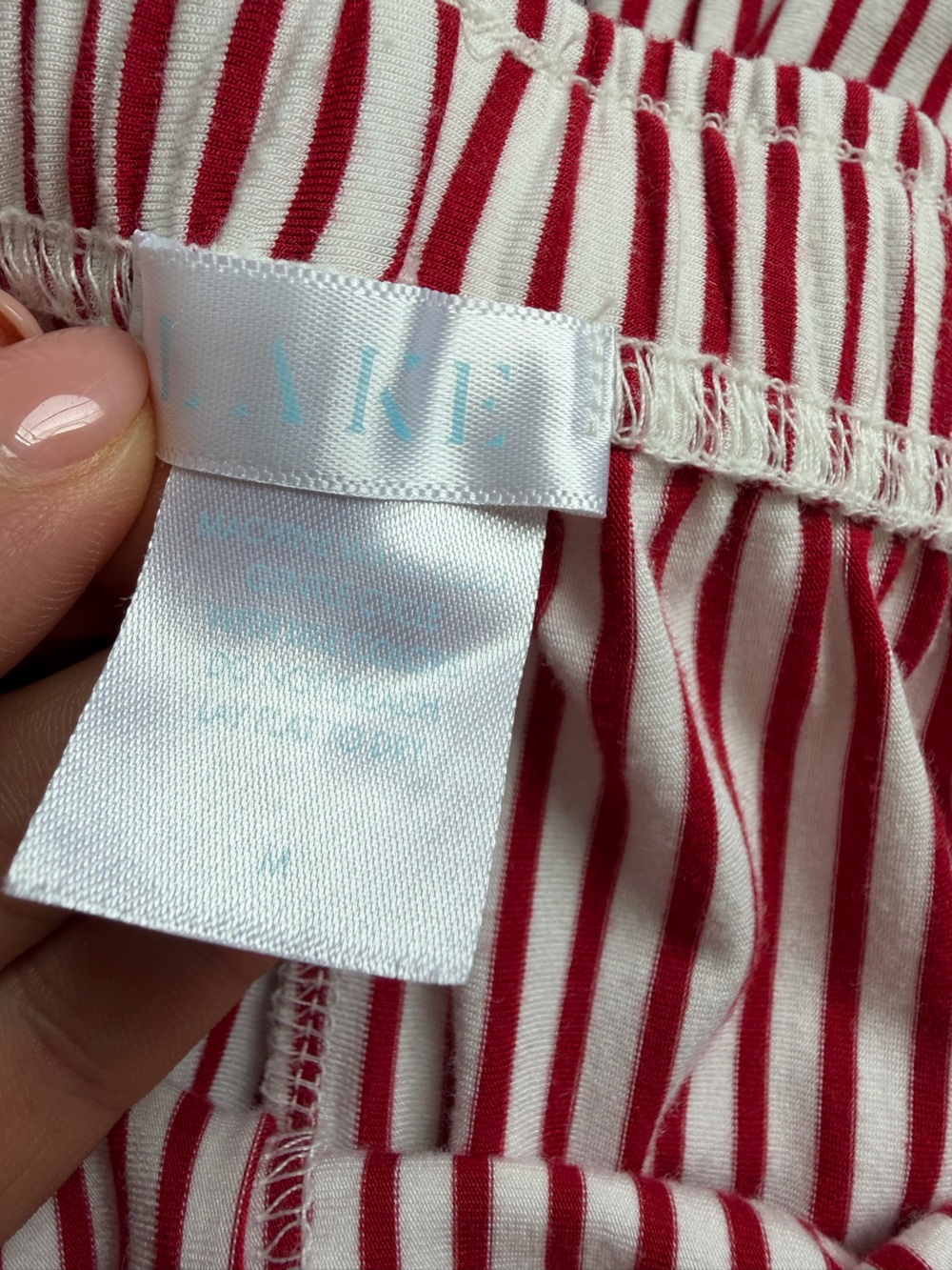 LAKE DreamModal Kimono Pajama Set Red White Stripes Size Medium - Picture 13 of 16